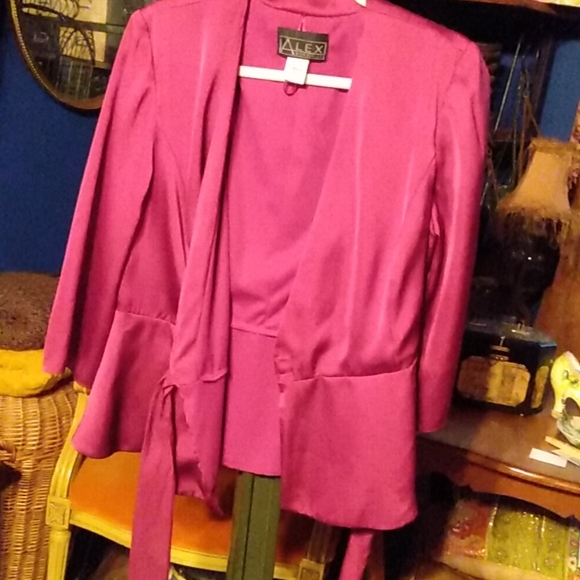 Women's Large Alex Evenings Fuchsia Formal Wear Blouse - Picture 6 of 6